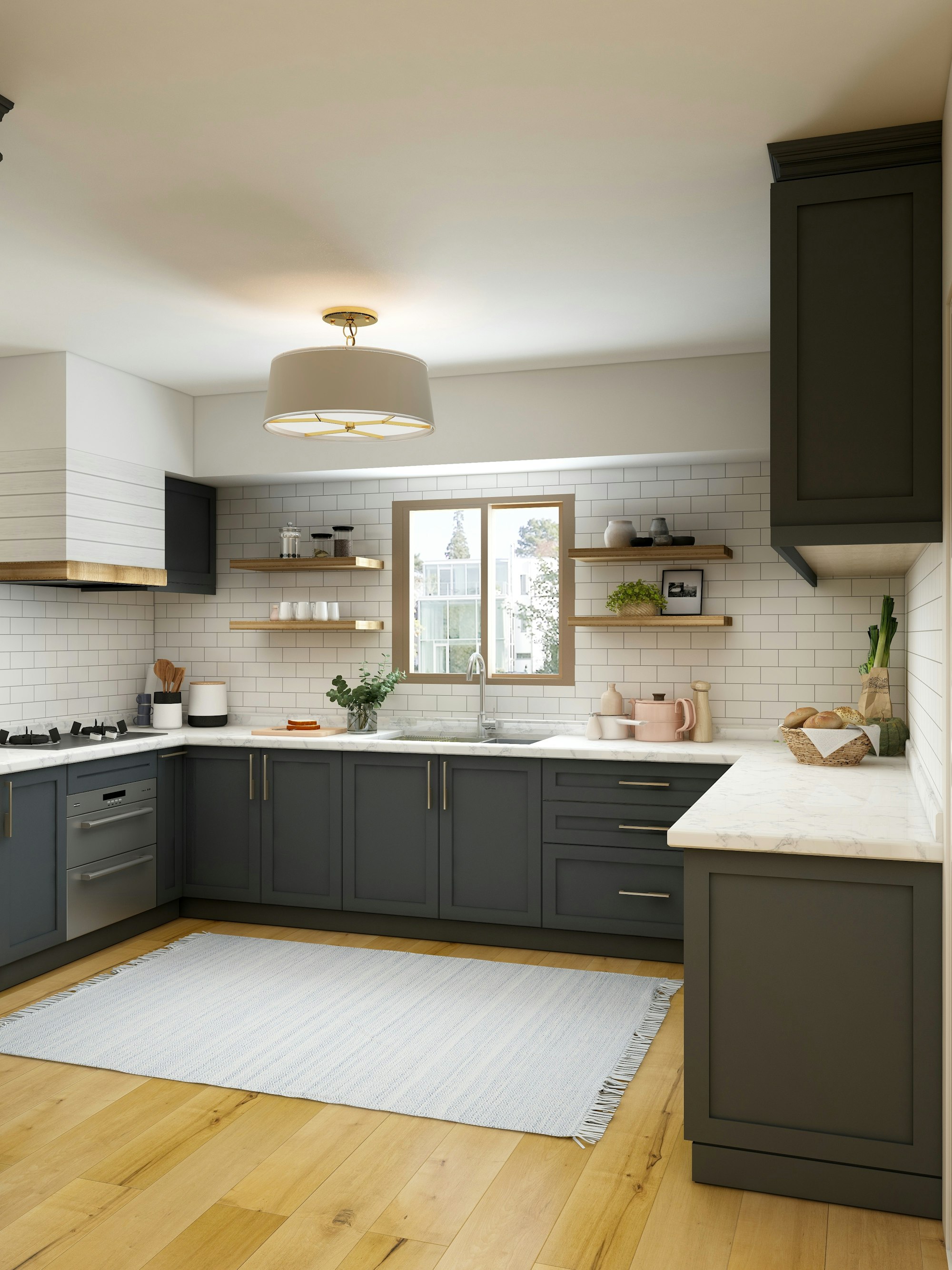 Modern kitchen in the morning