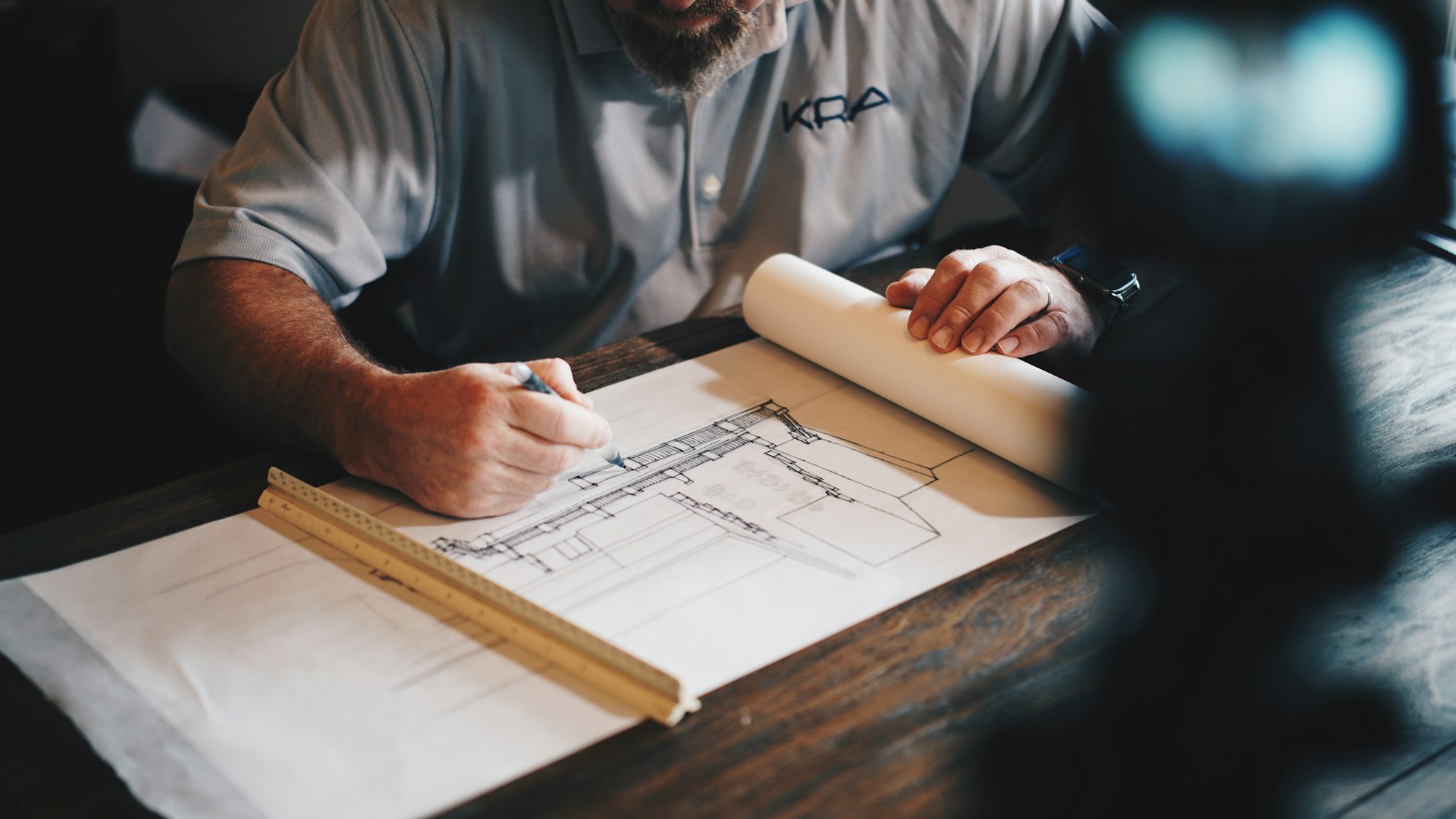 Architect sketching a floor plan
